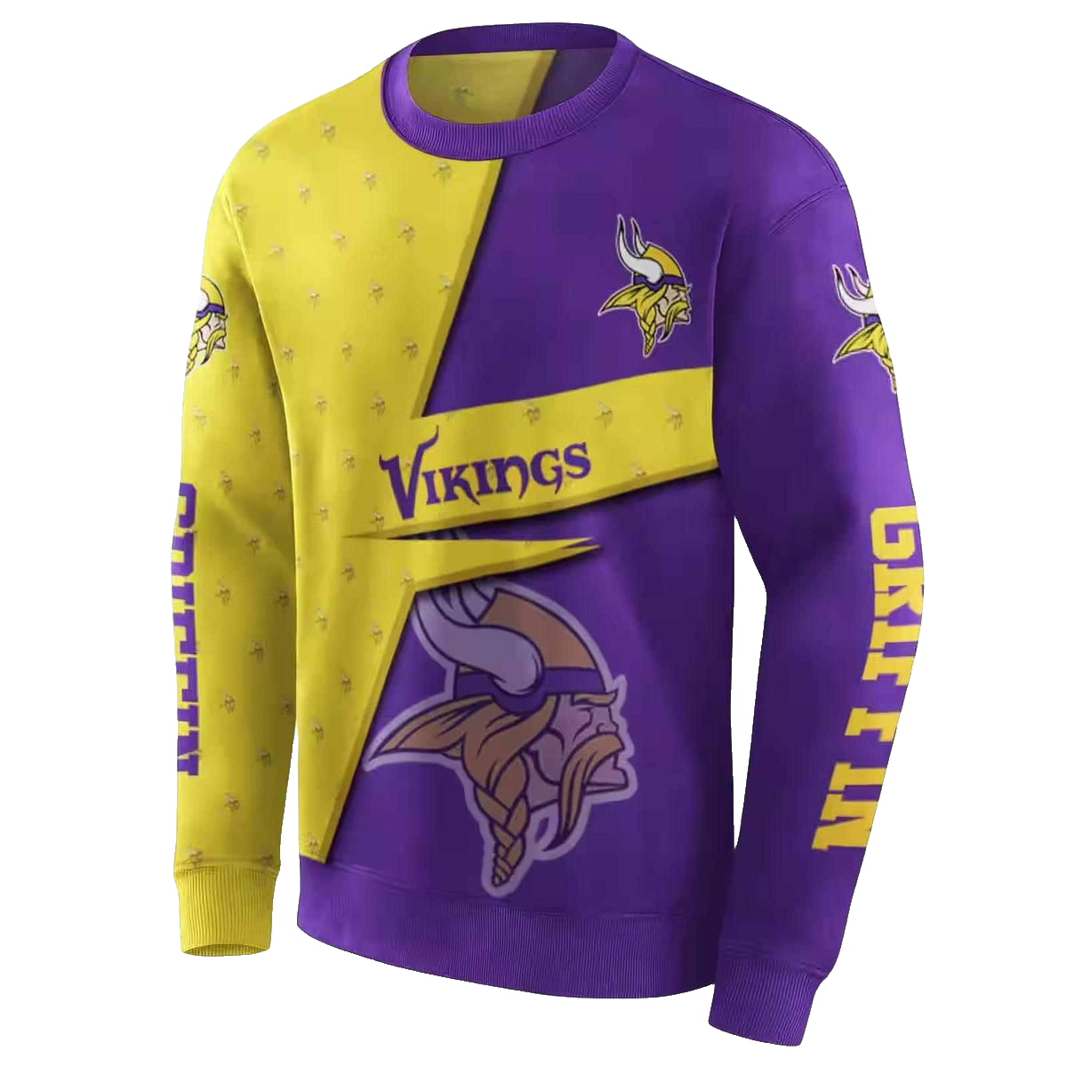Personalized Minnesota Vikings Abstract Shape Purple AOP Sweatshirt - Moonbestprint