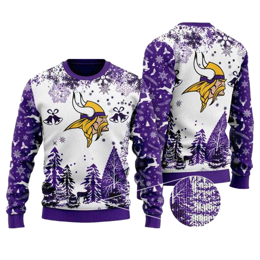 Minnesota Vikings Big Logo Ugly Christmas AOP Sweatshirt - Moonbestprint