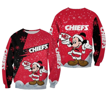 Kansas City Chiefs Xmas Mickey Santa Claus Aop Sweatshirt - Moonbestprint