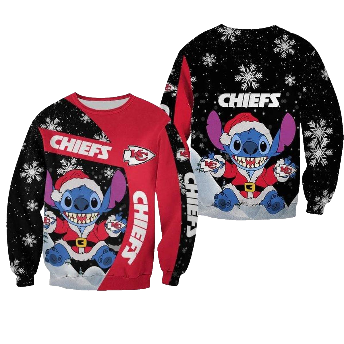 Kansas City Chiefs Xmas Ohana Santa Claus Aop Sweatshirt - Moonbestprint