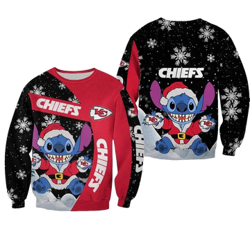 Kansas City Chiefs Xmas Ohana Santa Claus Aop Sweatshirt - Moonbestprint