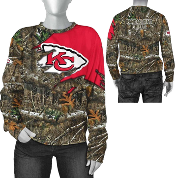 Kansas City Chiefs Woodland Camo Hunting Aop Sweatshirt - Moonbestprint