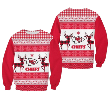 Kansas City Chiefs Christmas Pattern Caro Reindeer Aop Sweatshirt - Moonbestprint