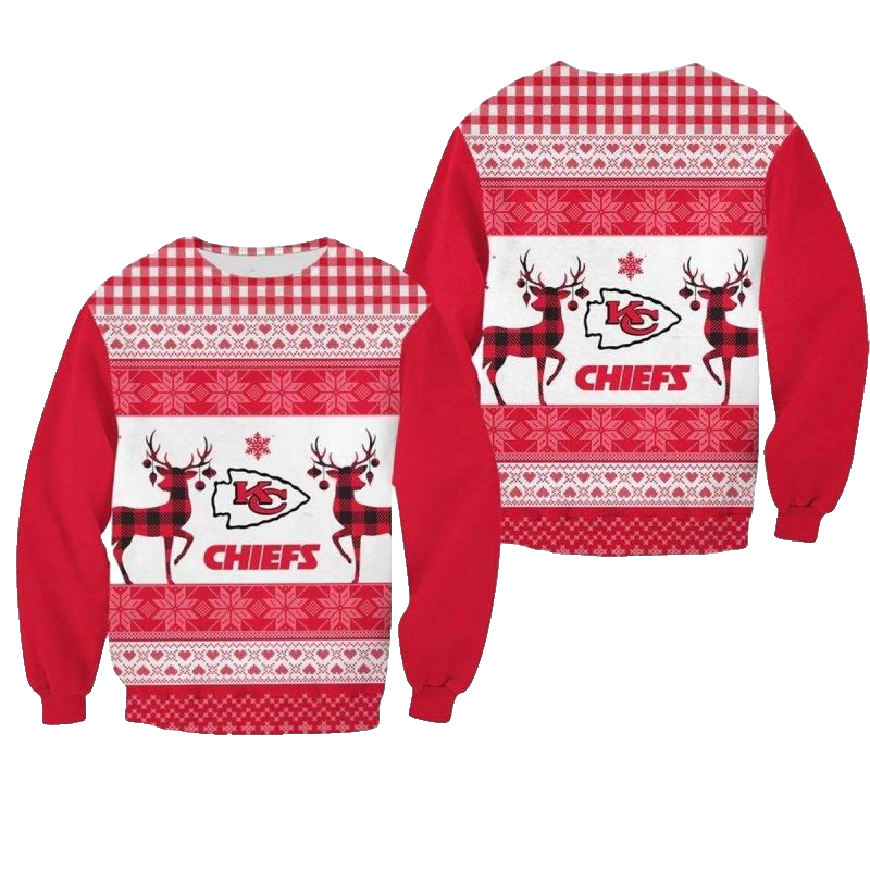 Kansas City Chiefs Christmas Pattern Caro Reindeer Aop Sweatshirt - Moonbestprint