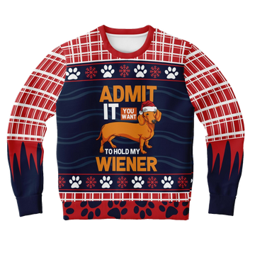 Admit It You Want to Hold My Wiener Ugly Christmas Sweater – Moonbestprint