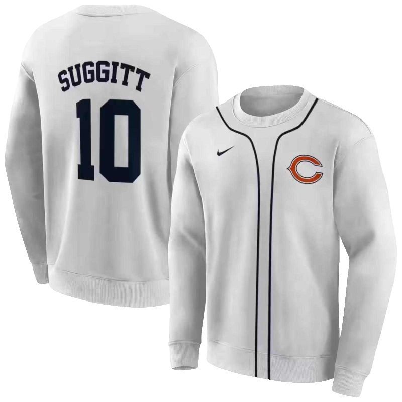 Personalized Chicago Bears Sporty Stripe White AOP Sweatshirt - Moonbestprint