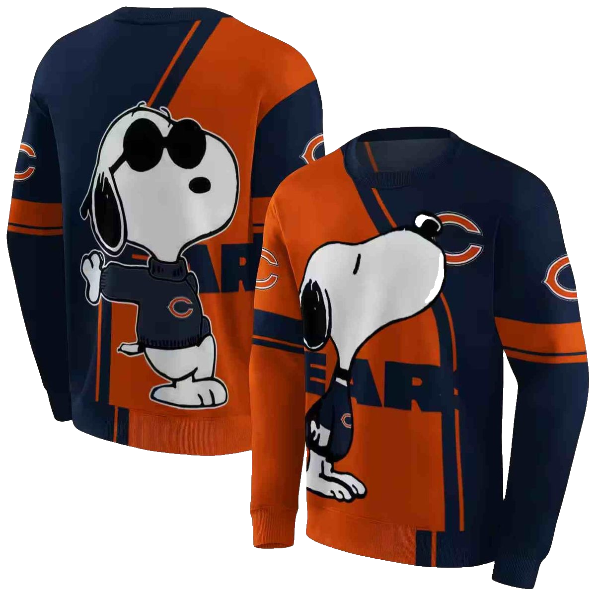 Chicago Bears Playful Snoopy Blue AOP Sweatshirt - Moonbestprint