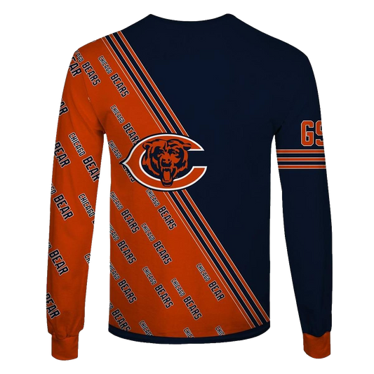 Chicago Bears Multi Logo Blue And Orange AOP Sweatshirt - Moonbestprint