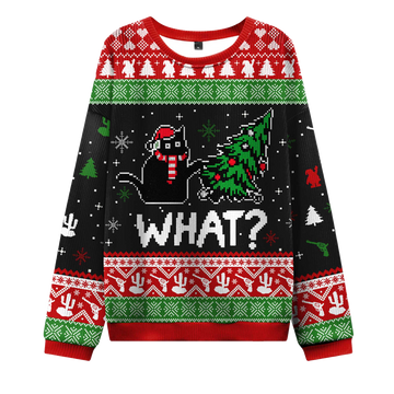 2026 Troublemaker Cat Christmas Ugly Sweater Moonbestprint