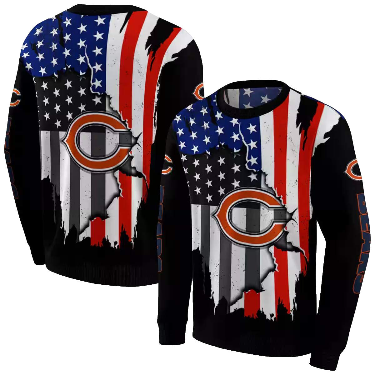 Chicago Bears American Pride Black AOP Sweatshirt - Moonbestprint