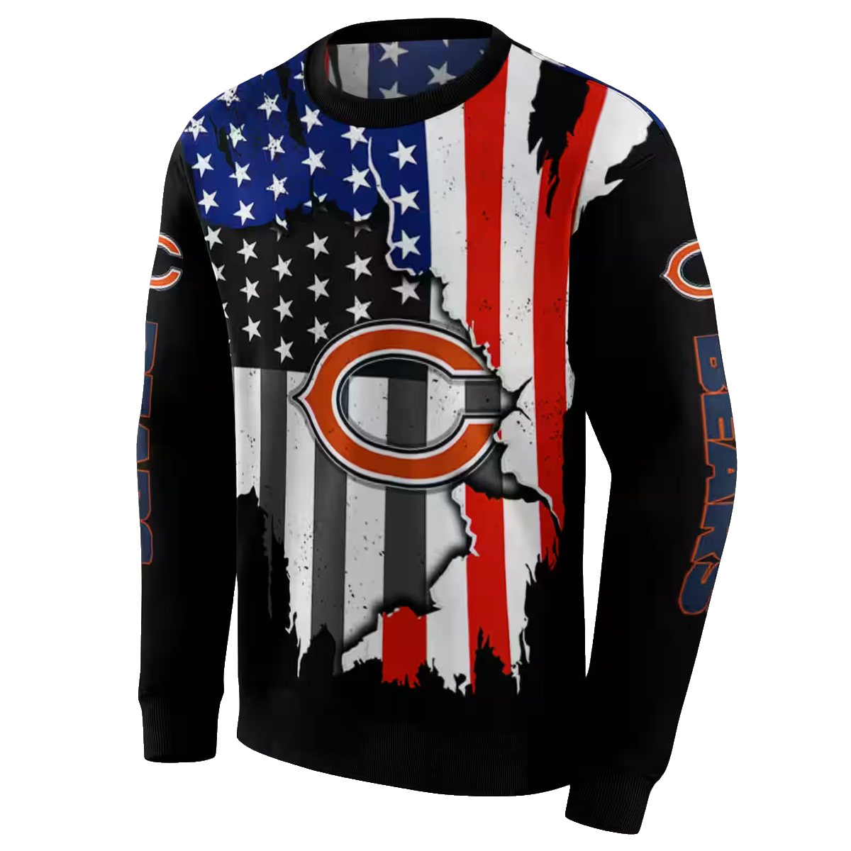 Chicago Bears American Pride Black AOP Sweatshirt - Moonbestprint