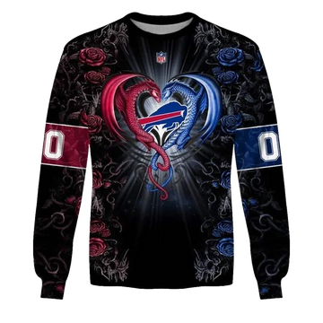 Personalized Buffalo Bills Rose Dragon AOP Sweatshirt - Moonbestprint