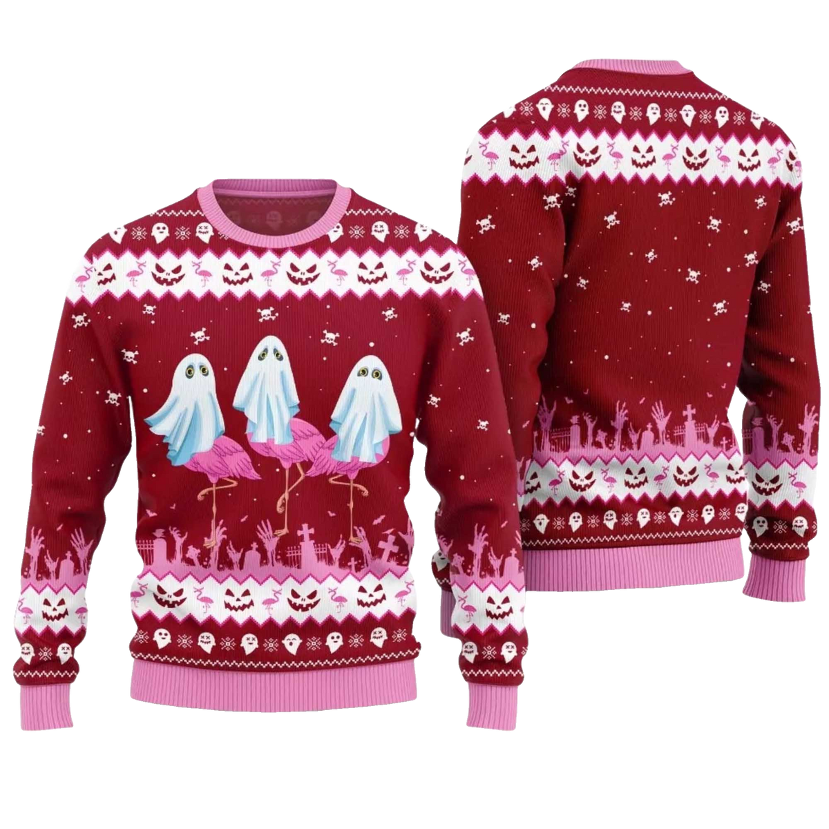 2026 Spooky Flamingo Ugly Sweater Moonbestprint