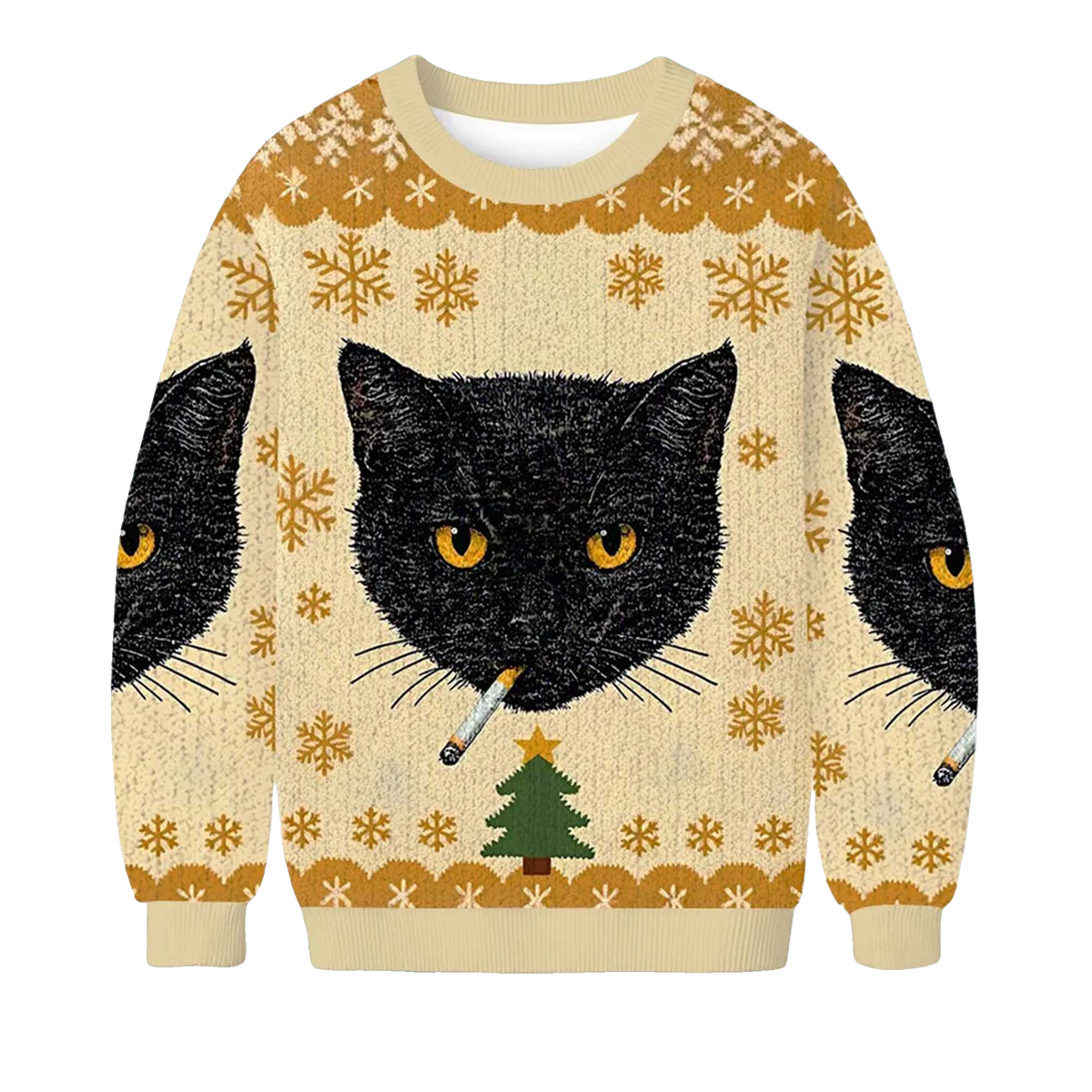 2026 Smoking Cat Christmas Ugly Sweater Moonbestprint