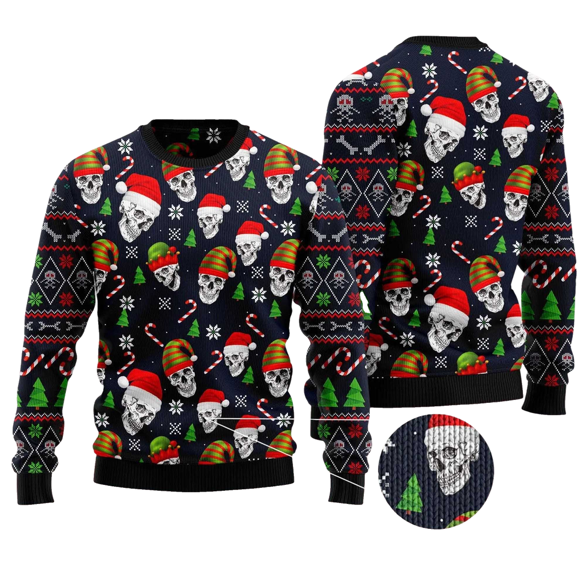 2026 Skull Face Ugly Christmas Sweater Moonbestprint
