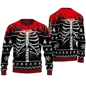 2026 Skeleton Skull Spooky Ugly Sweater Halloween Moonbestprint