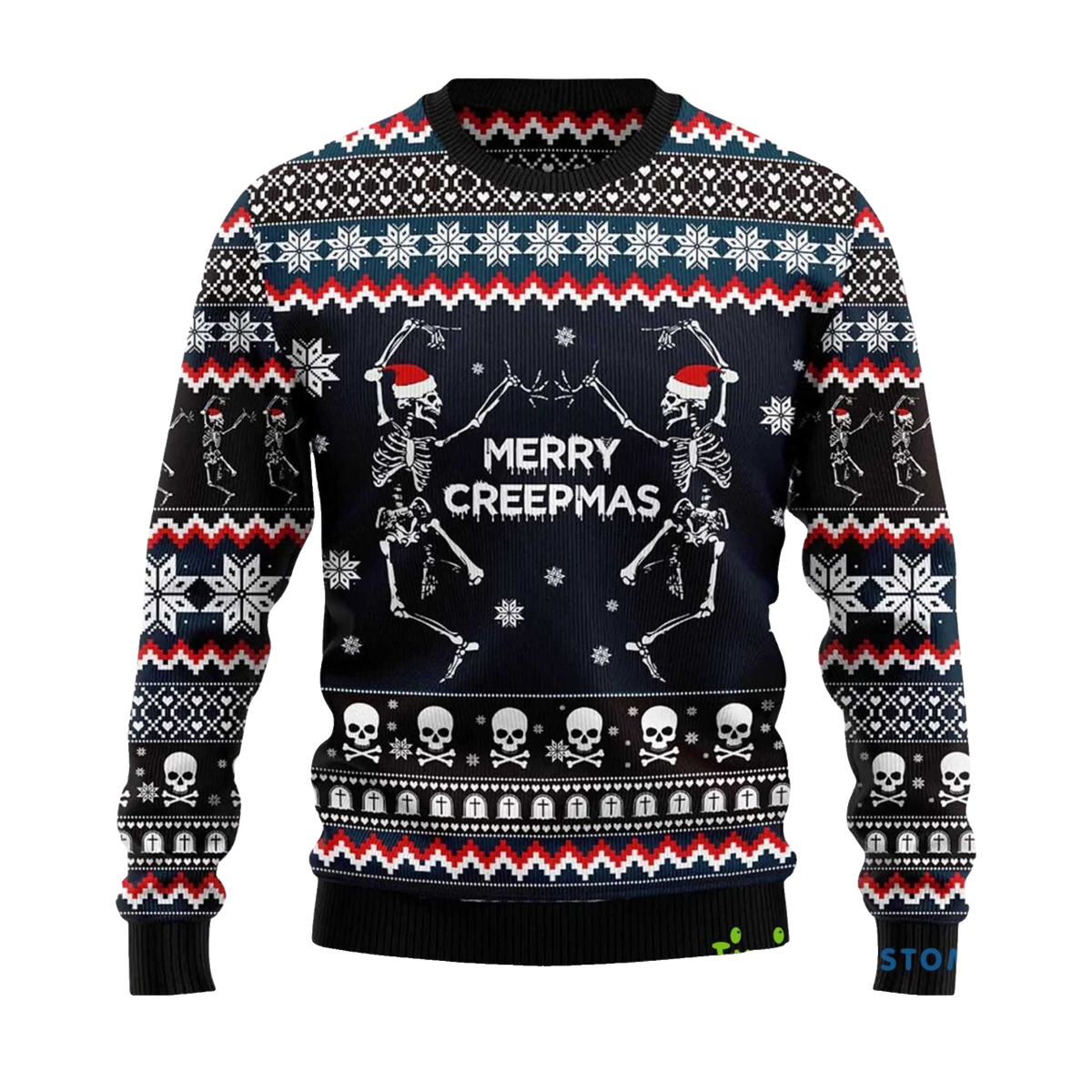 2026 Skeleton Merry Creepmas Ugly Christmas Sweater Moonbestprint