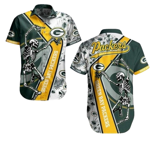 Packers Featuring Skeleton Graphic And Logo Hawaiian Shirt - Moonbestprint