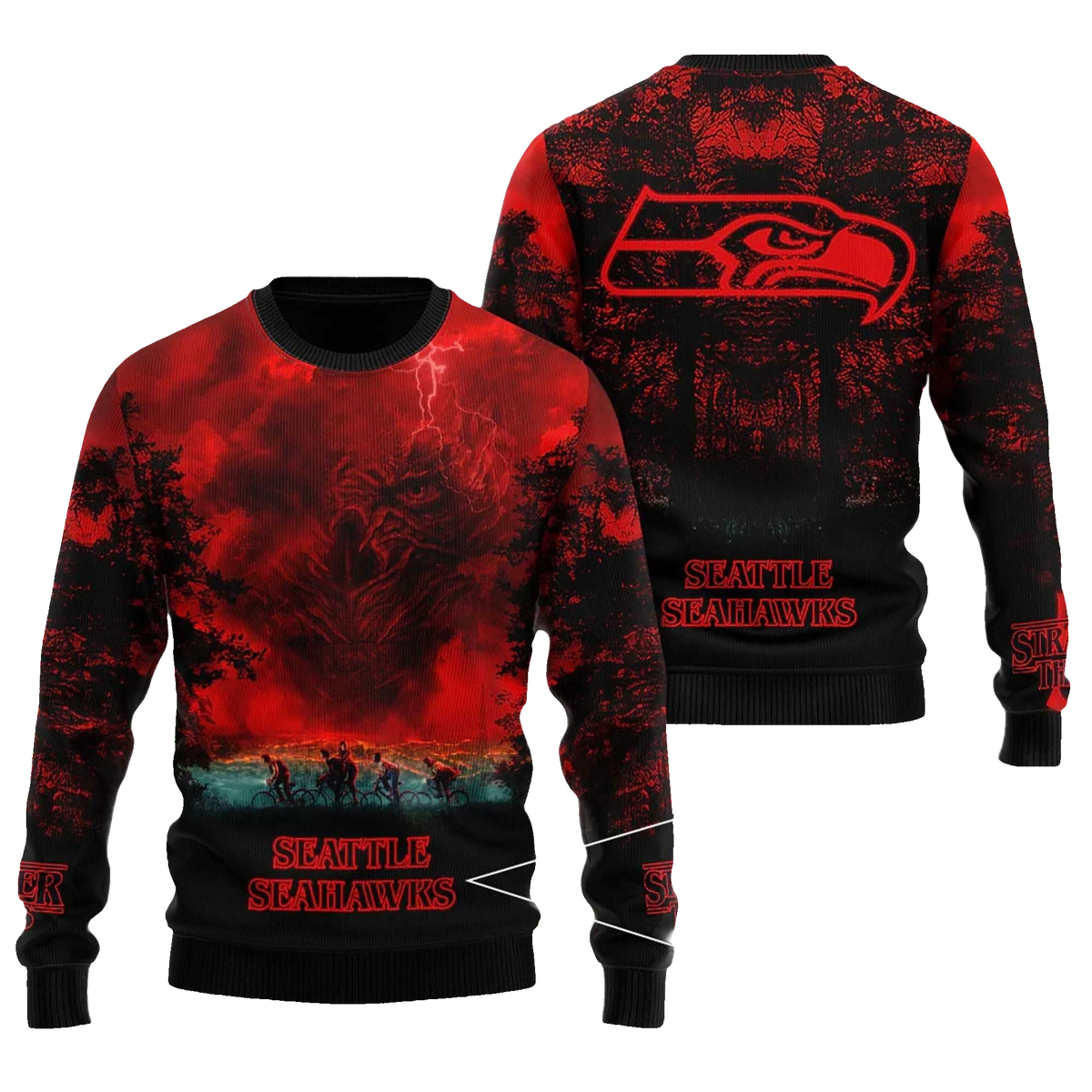 2025 Seattle Seahawks Stranger Things Ugly Sweater – Moonbestprint