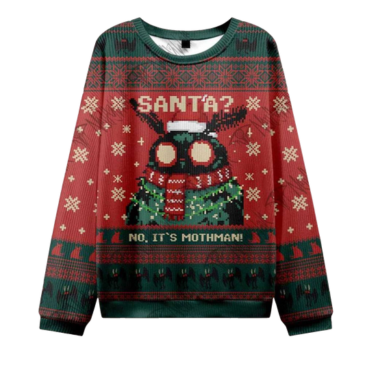 2026 Santa No It's Mothman Ugly Christmas Sweater Moonbestprint
