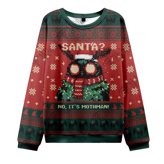 2026 Santa No It's Mothman Ugly Christmas Sweater Moonbestprint