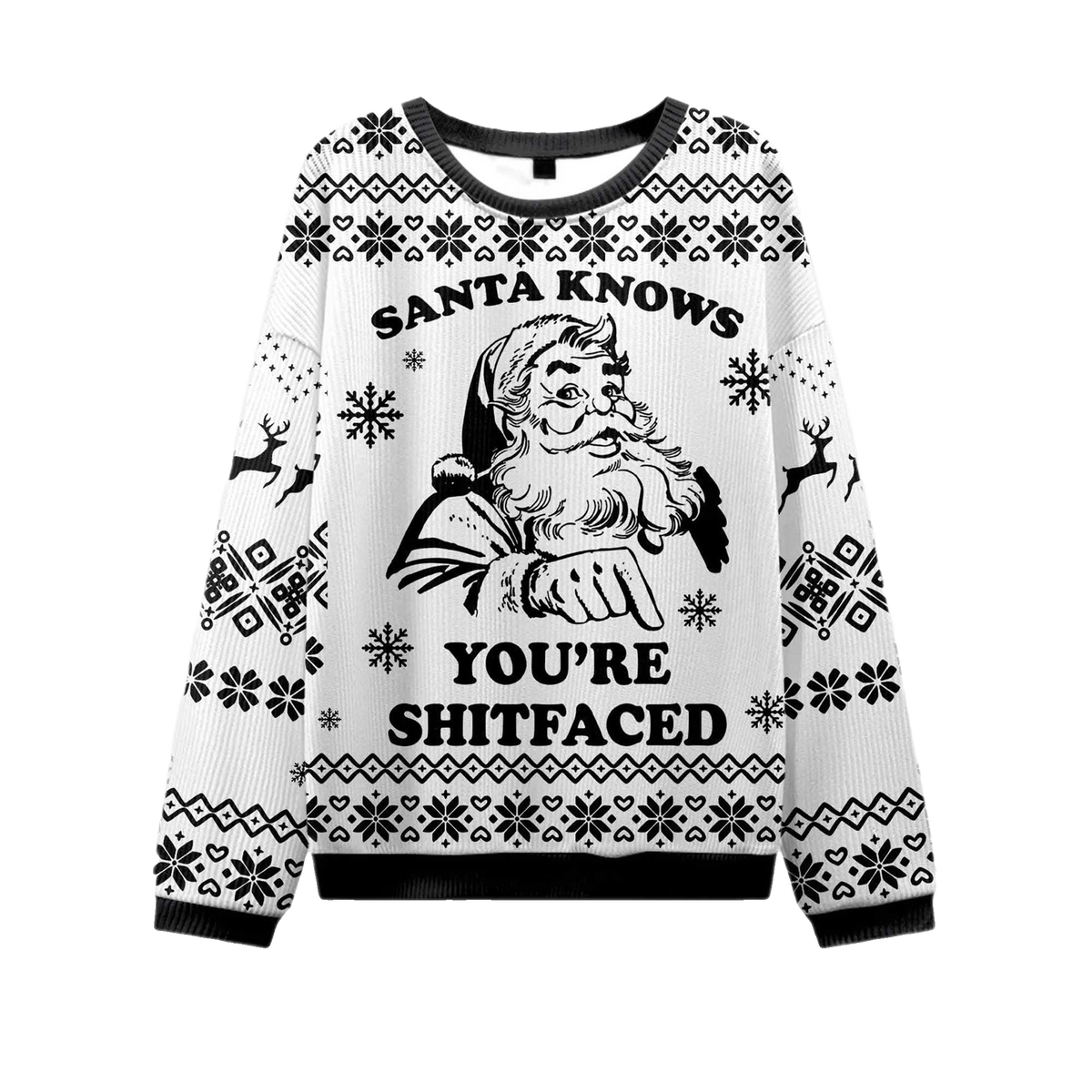 2026 Santa Knows You're Shitfaced Ugly Christmas Sweater Moonbestprint