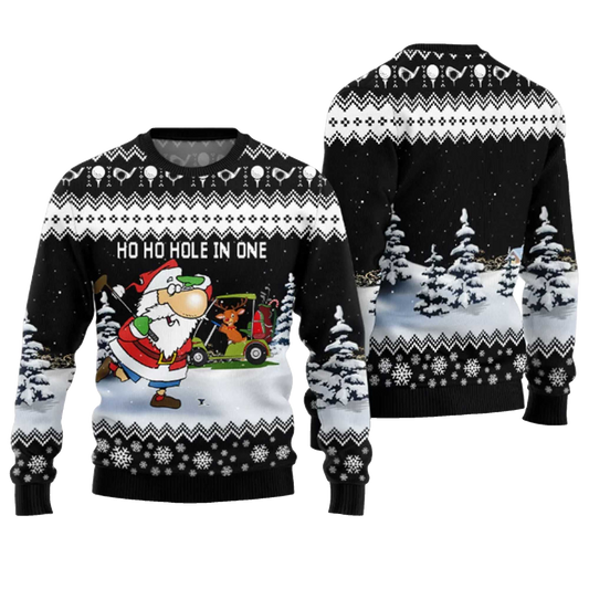 2026 Santa And Golf Mens Ugly Christmas Sweater Moonbestprint