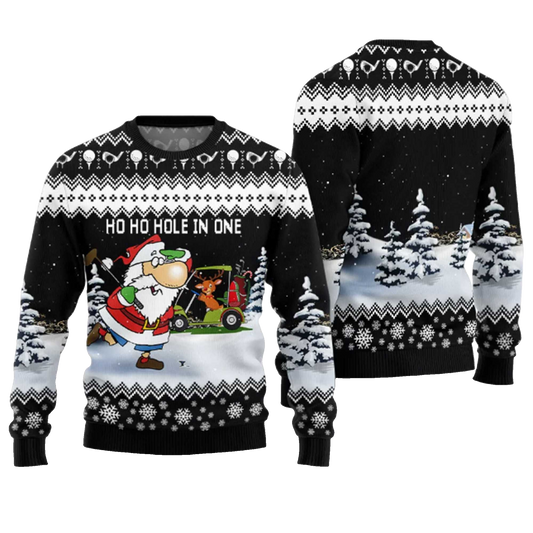 2026 Santa And Golf Mens Ugly Christmas Sweater Moonbestprint