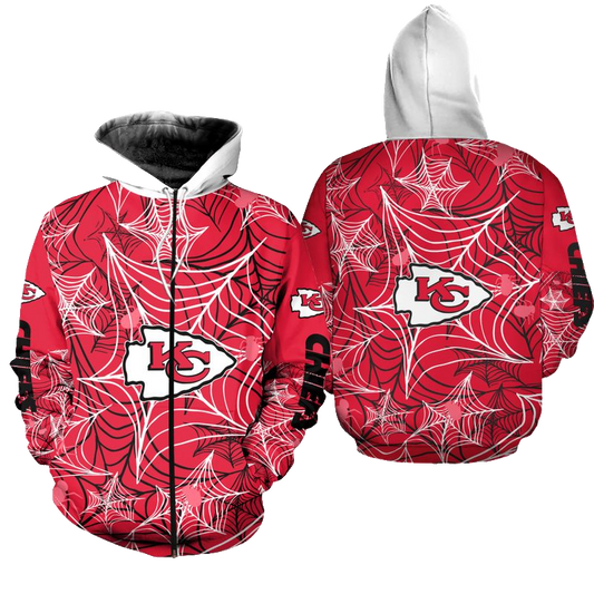 Kansas City Chiefs Sspiderweb Halloween Hoodie Zip Up Hoodie Fleece Nla027810 - Moonbestprint