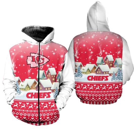 Kansas City Chiefs Christmas Pattern Hoodie Zip Up Hoodie Nla038110 - Moonbestprint