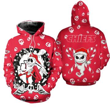 Kansas City Chiefs Christmas Jack Skellington Hoodie Zip Hoodie Fleece Zip Hoodie S-5xl New056210 - Moonbestprint