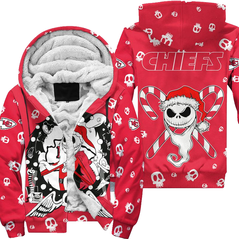 Kansas City Chiefs Christmas Jack Skellington Hoodie Zip Hoodie Fleece Zip Hoodie S-5xl New056210 - Moonbestprint