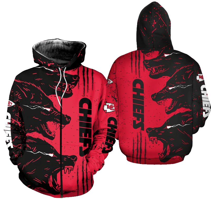 Kansas City Chiefs Halloween Wolf Hoodie Zip Up Hoodie Fleece Nla027510 - Moonbestprint
