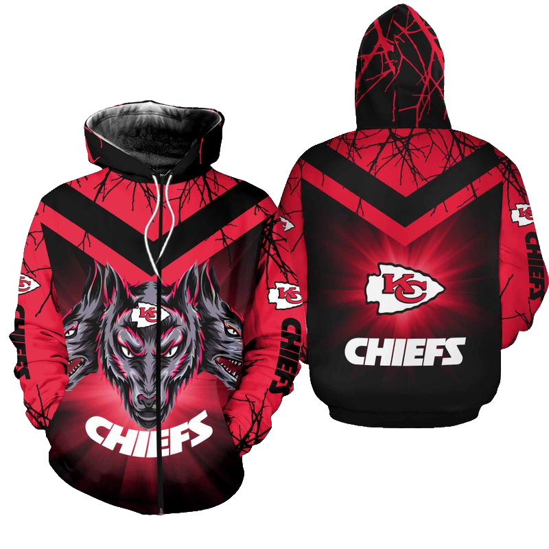 Kansas City Chiefs Halloween Wolf Hoodie Zip Up Hoodie Fleece Nla028310 - Moonbestprint