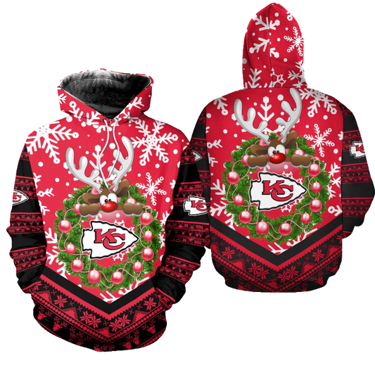 Kansas City Chiefs Christmas Reindeer Hoodie Zip Up Hoodie Nla029710 - Moonbestprint