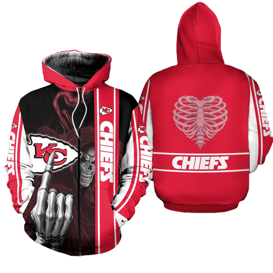Kansas City Chiefs Skull Limited Edition Hoodie Zip Hoodie Unisex Size Nla001510 - Moonbestprint