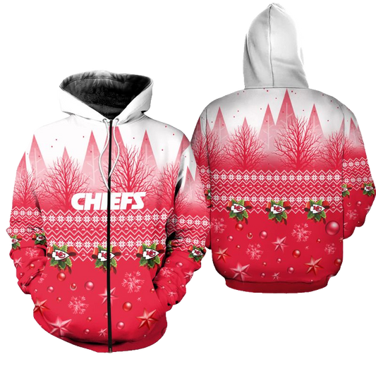 Kansas City Chiefs Christmas Pattern Hoodie Zip Up Hoodie Nla032410 - Moonbestprint