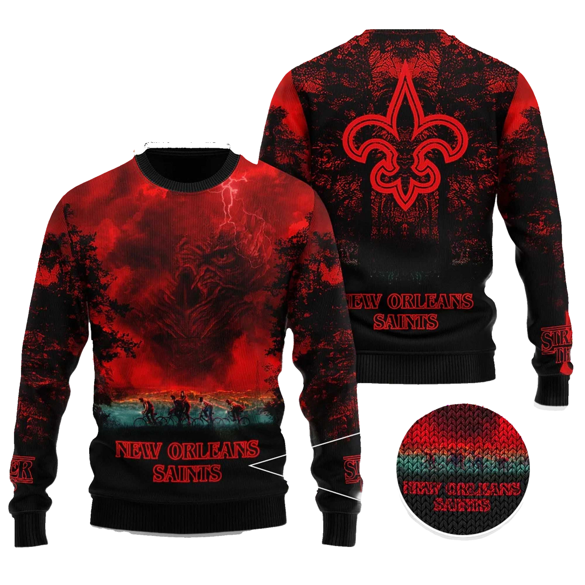 2025 New Orleans Saints Stranger Things Ugly Sweater – Moonbestprint