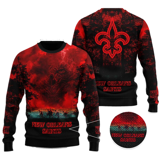 2025 New Orleans Saints Stranger Things Ugly Sweater – Moonbestprint