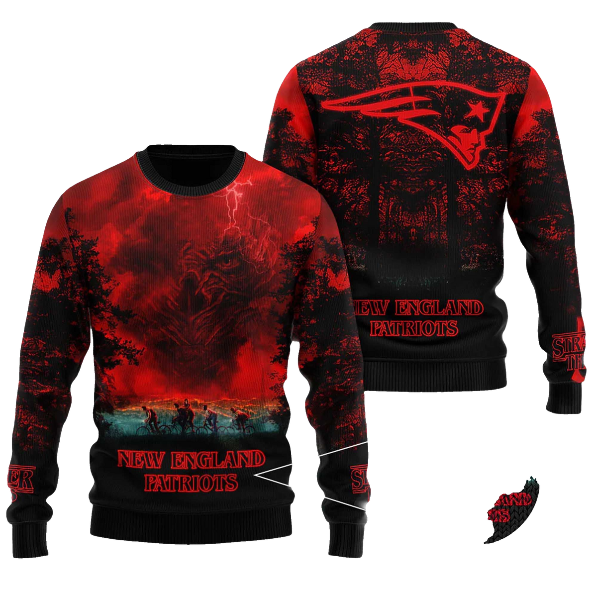 2025 New England Patriots Stranger Things Ugly Sweater – Moonbestprint