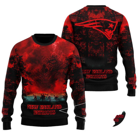 2025 New England Patriots Stranger Things Ugly Sweater – Moonbestprint