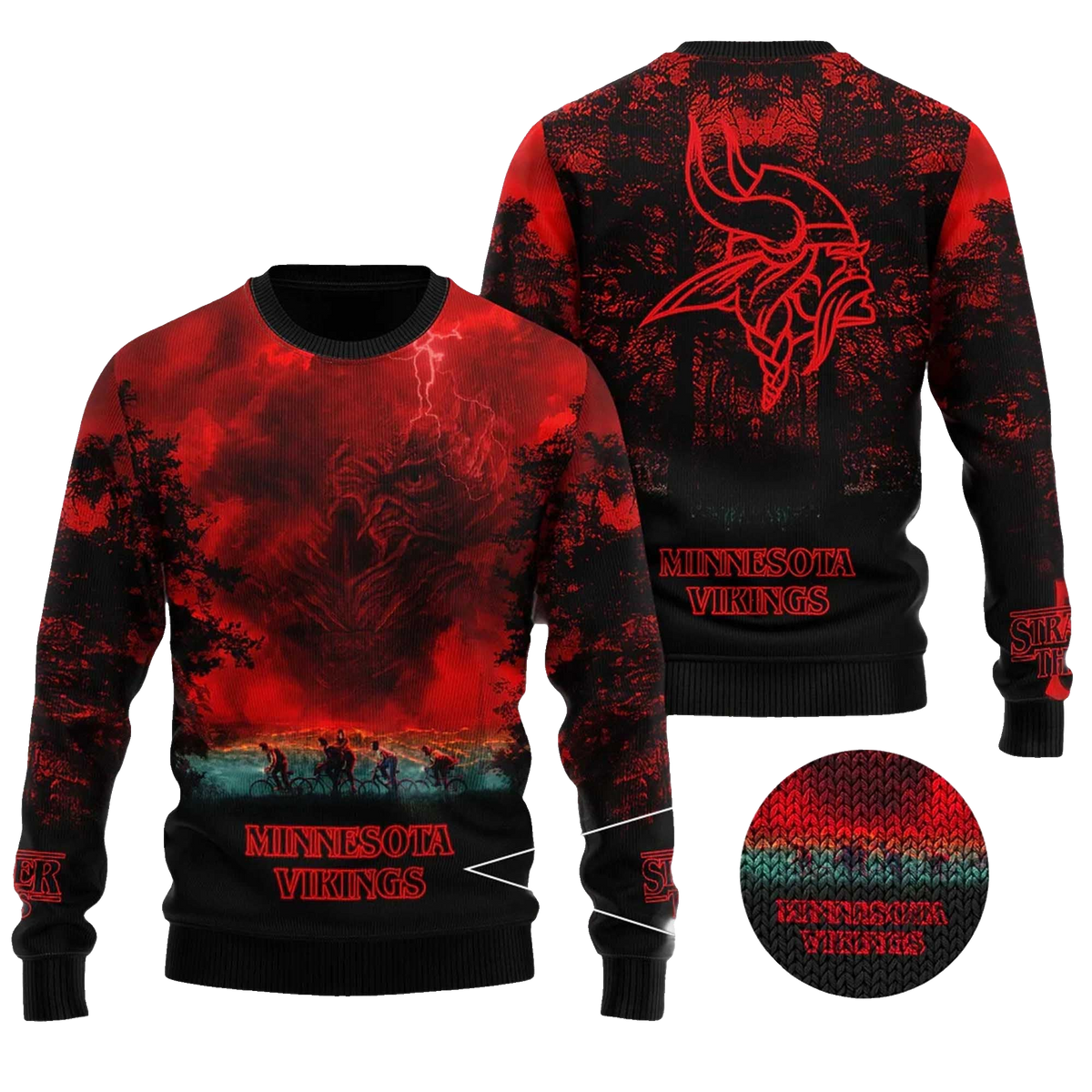 2025 Minnesota Vikings Stranger Things Ugly Sweater – Moonbestprint