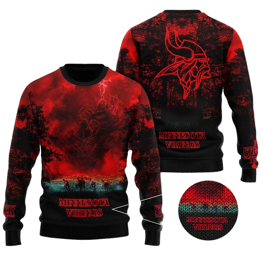 2025 Minnesota Vikings Stranger Things Ugly Sweater – Moonbestprint