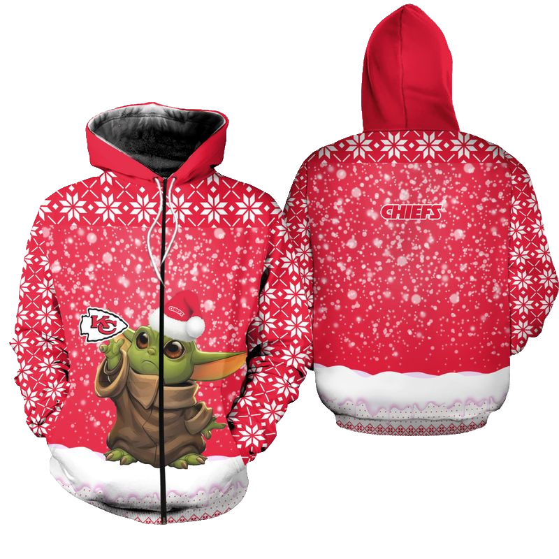 Kansas City Chiefs Christmas Pattern Yoda Hoodie Zip Up Hoodie Nla039310 - Moonbestprint