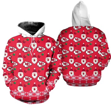 Kansas City Chiefs Christmas Pattern Santa Clause Hoodie Zip Up Hoodie Nla033710 - Moonbestprint