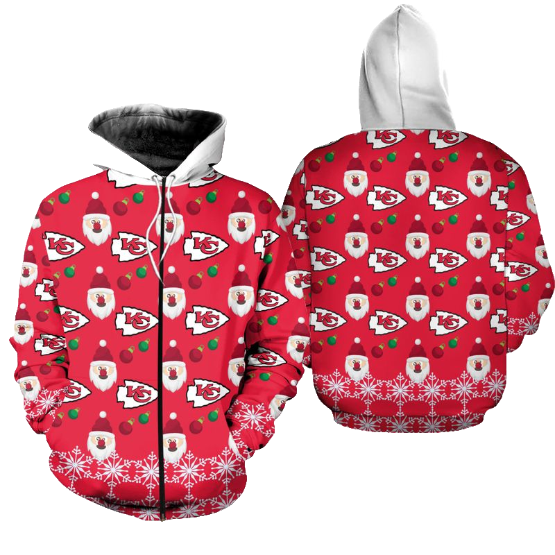 Kansas City Chiefs Christmas Pattern Santa Clause Hoodie Zip Up Hoodie Nla033710 - Moonbestprint