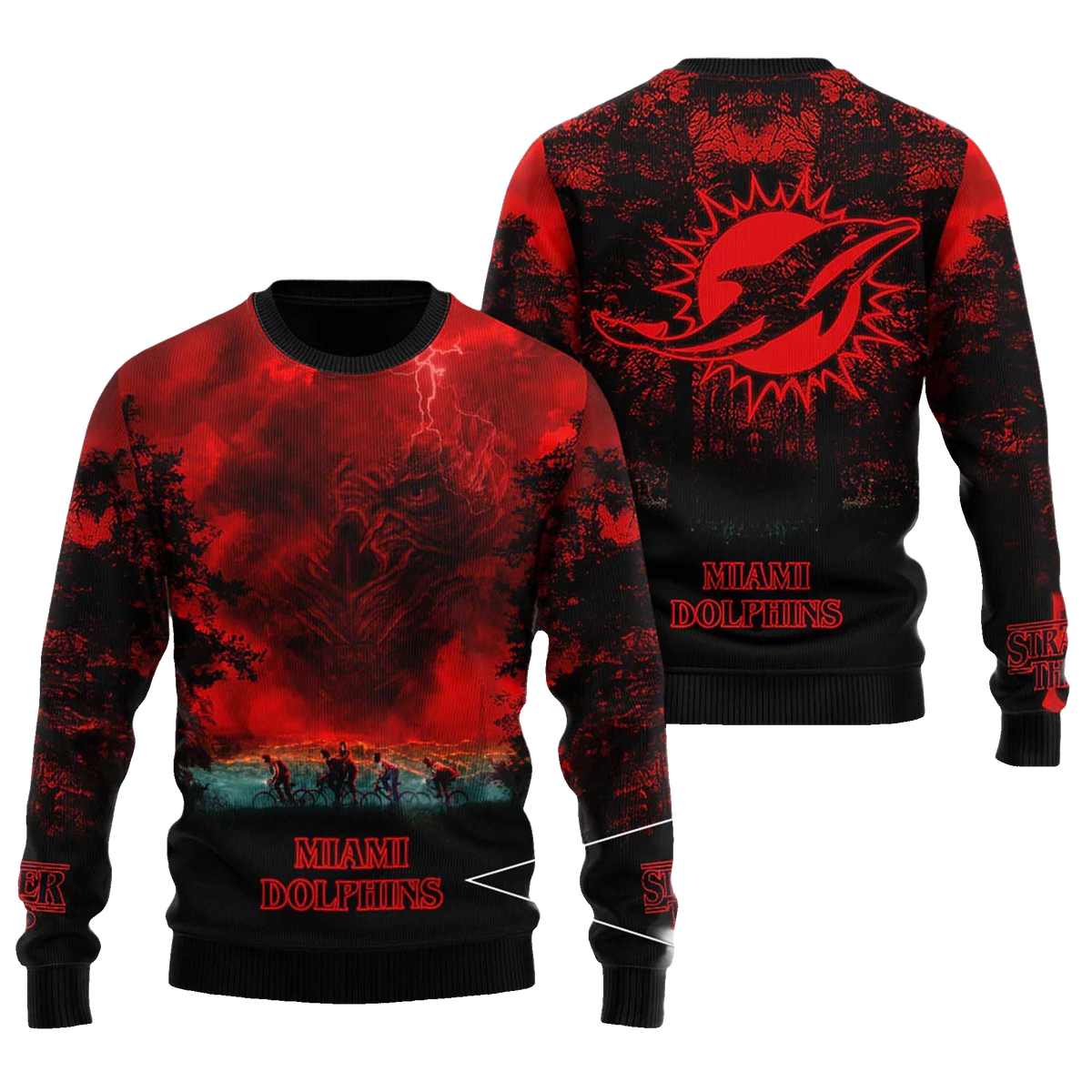 2025 Miami Dolphins Stranger Things Ugly Sweater – Moonbestprint