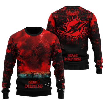 2025 Miami Dolphins Stranger Things Ugly Sweater – Moonbestprint