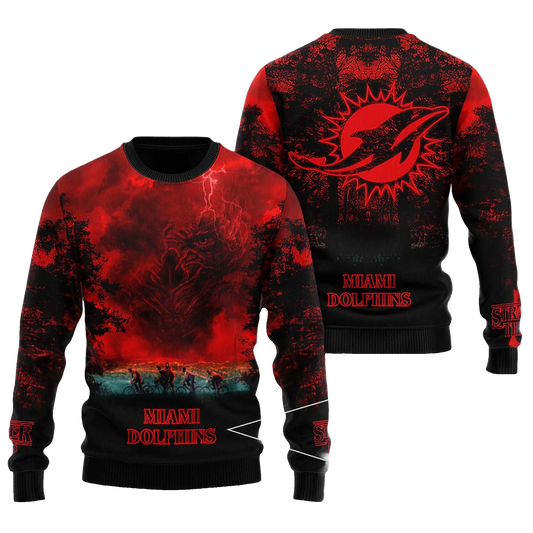 2025 Miami Dolphins Stranger Things Ugly Sweater – Moonbestprint