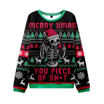 2026 Merry Xmas You Piece Of Sht Ugly Christmas Sweater Moonbestprint